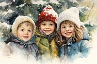Snow christmas portrait outdoors. AI generated Image by rawpixel.