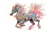 PNG Chinese Qilin running art animal dragon. 