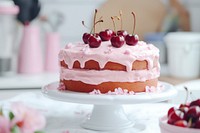 Pink cake dessert cream food. AI generated Image by rawpixel.