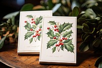 Christmas holly greeting cards christmas plant leaf. AI generated Image by rawpixel.