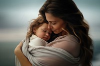 Mom hug baby portrait hugging adult. AI generated Image by rawpixel.
