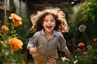 A little girl run laughing smile happy. AI generated Image by rawpixel.