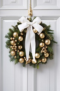 Christmas wreath christmas door gold. AI generated Image by rawpixel.