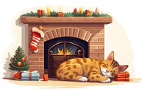 Fireplace christmas mammal hearth. AI generated Image by rawpixel.