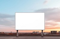 Minimal white billboard mock-up sunset sky advertisement. AI generated Image by rawpixel.