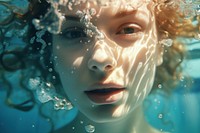 Face underwater portrait swimming. AI generated Image by rawpixel.
