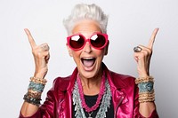 Chic senior woman sunglasses portrait jewelry. AI generated Image by rawpixel.