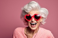 Chic senior woman sunglasses portrait laughing. AI generated Image by rawpixel.