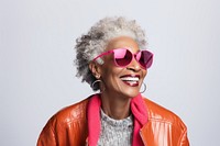 Senior african american woman portrait sunglasses laughing. AI generated Image by rawpixel.
