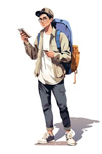 Backpack person adult white background. AI generated Image by rawpixel.