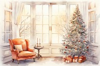 Christmas home furniture chair anticipation. AI generated Image by rawpixel.