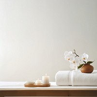 Spa composition flower towel white. AI generated Image by rawpixel.