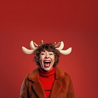 Reindeer shouting laughing portrait. AI generated Image by rawpixel.