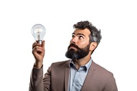 Man lightbulb looking adult. AI generated Image by rawpixel.
