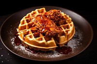 Chicken waffle food meat breakfast. AI generated Image by rawpixel.
