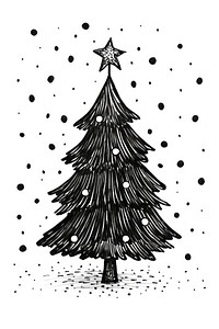 PNG Christmas tree outdoors drawing winter. AI generated Image by rawpixel.