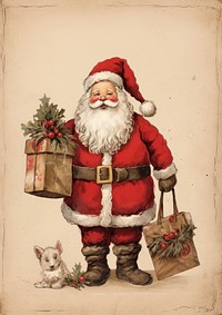 Postcard merry christmas mammal red bag