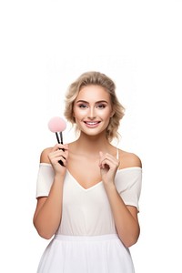 A Young european woman holding cosmetic cosmetics portrait makeup. AI generated Image by rawpixel.