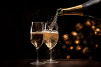 Pouring champagne glass bottle drink. AI generated Image by rawpixel.