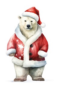 Smile polar bear wearing Santa hat figurine mammal red. 