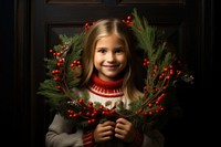 Christmas cheerful portrait wreath. AI generated Image by rawpixel.