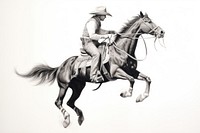  Cowboy riding horse drawing mammal animal. 