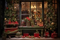Christmas window plant red. AI generated Image by rawpixel.