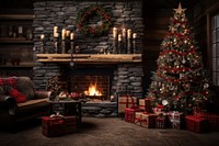 Christmas fireplace tradition holiday. AI generated Image by rawpixel.