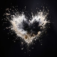 Heartshape black background exploding splashing. AI generated Image by rawpixel.