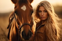 Western girl horse portrait mammal. AI generated Image by rawpixel.