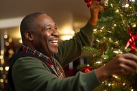 Happy african american man christmas tree adult. AI generated Image by rawpixel.