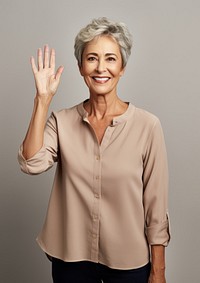 Senior woman portrait sleeve smile. AI generated Image by rawpixel.