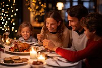 Sharing Christmas Dinner family christmas candle dinner. AI generated Image by rawpixel.