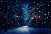 Christmas night snow road outdoors. 