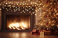 Christmas Tree fireplace christmas tree. AI generated Image by rawpixel.