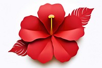 Red hibiscus flower shape petal plant white background. AI generated Image by rawpixel.