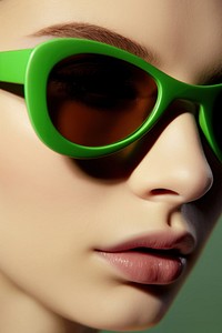 Woman wearing green sunglasses. AI generated Image by rawpixel.