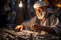 Qatar arab jewelry merchant working market adult. AI generated Image by rawpixel.