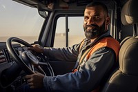 Qatar arab truck driver vehicle driving adult. 