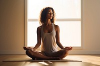 Sitting meditating sports adult. AI generated Image by rawpixel.