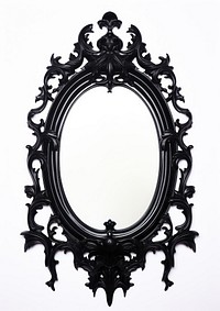 Oval Rococo black mirror photo white background. AI generated Image by rawpixel.