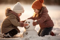 Snowman outdoors winter child. AI generated Image by rawpixel.