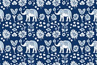 Elephant thai blue pattern backgrounds mammal art. AI generated Image by rawpixel.