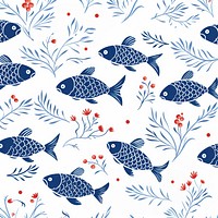 Fish chinese blue pattern backgrounds graphics cartoon. AI generated Image by rawpixel.