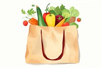 Grocery bag vegetable food white background. 