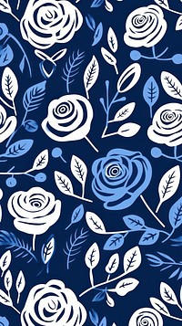 Blue rose pattern backgrounds repetition. AI generated Image by rawpixel.