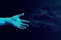 Hand holding an abstract line futuristic pattern blue. AI generated Image by rawpixel.