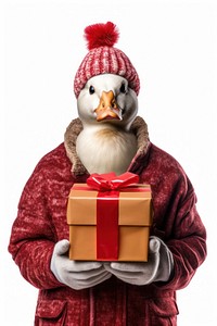 Duck holding Christmas gift. AI generated Image by rawpixel.