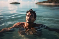 Indian man swimming portrait summer. AI generated Image by rawpixel.