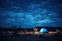 Tent shining blue night tent sky. AI generated Image by rawpixel.